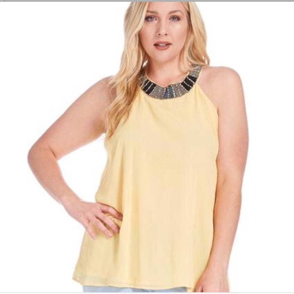 Plus size yellow tank top